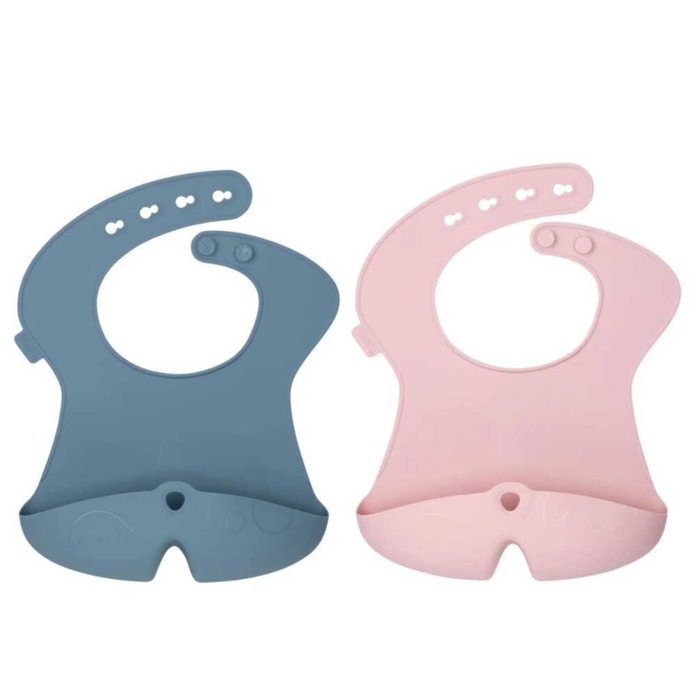 28366715612-【bbox 矽膠旅行圍兜袋 粉 藍】現貨在台 澳洲境內版 B.box Silicone Feeding Bibs