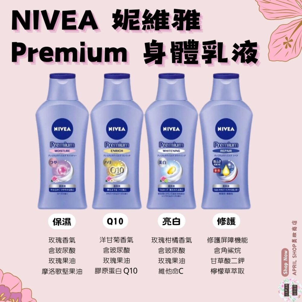 29001079757-【NIVEA 妮維雅 Premium 身體乳液 190g 保濕 透白 修護 Q10】現貨 日本境內版現貨 日本境內版