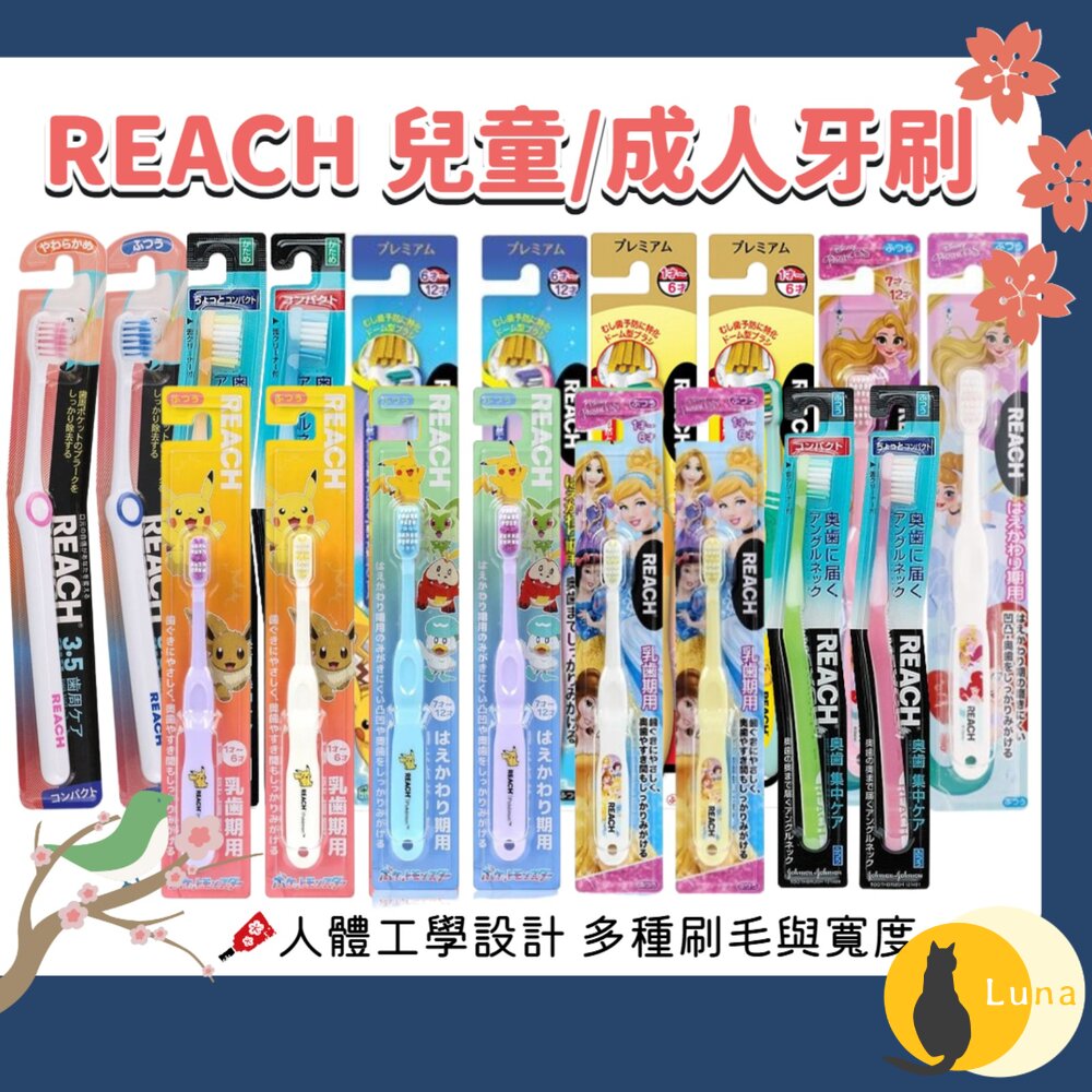 REACH 麗奇 成人牙刷 兒童牙刷 公主 皮卡丘 牙周對策 臼齒護理 蜂膠 3.5mm-圖片-1
