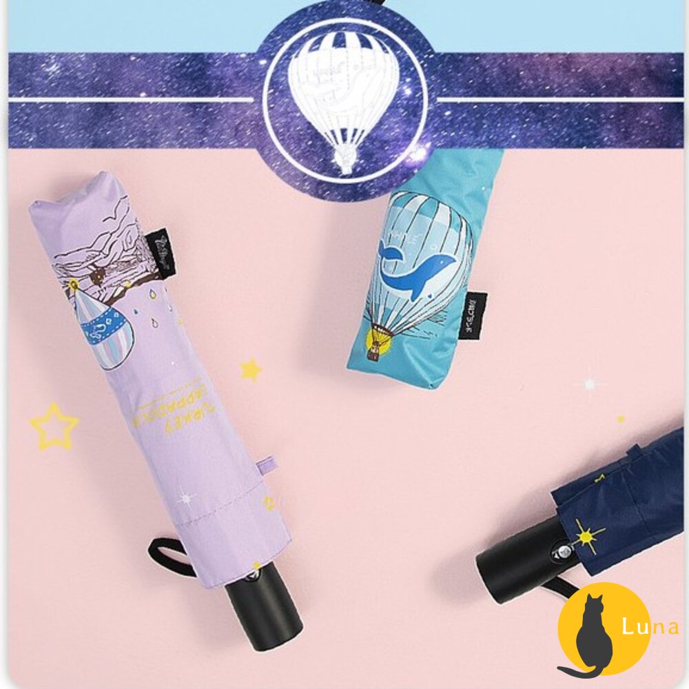 雙龍牌卡帕多奇亞x熱氣球黑膠降溫自動三折傘抗UV防風傘骨超撥水晴雨兩用雨傘折傘自動傘