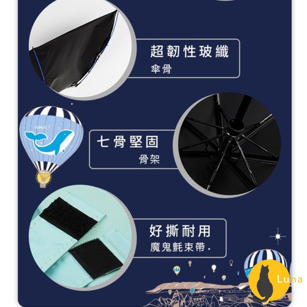 雙龍牌 卡帕多奇亞 x 熱氣球 黑膠降溫自動三折傘 抗UV 防風傘骨 超撥水 晴雨兩用 雨傘 折傘 自動傘-圖片-5