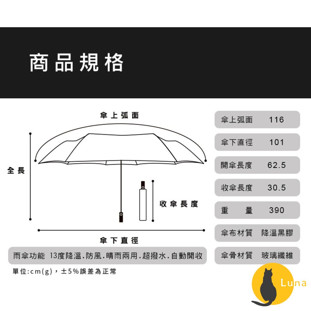 雙龍牌 卡帕多奇亞 x 熱氣球 黑膠降溫自動三折傘 抗UV 防風傘骨 超撥水 晴雨兩用 雨傘 折傘 自動傘-圖片-7