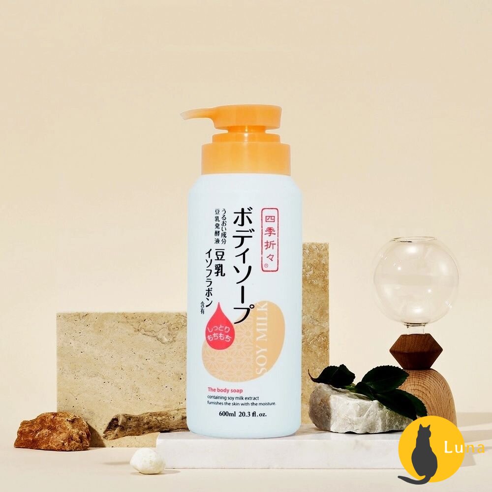 日本熊野油脂四季應時豆乳精華水潤沐浴乳600ml保濕不黏膩