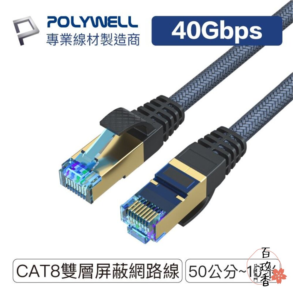 POLYWELL 超高速 網路線 50公分~10米 40Gbps RJ45 福祿克認證 寶利威爾 封面照片