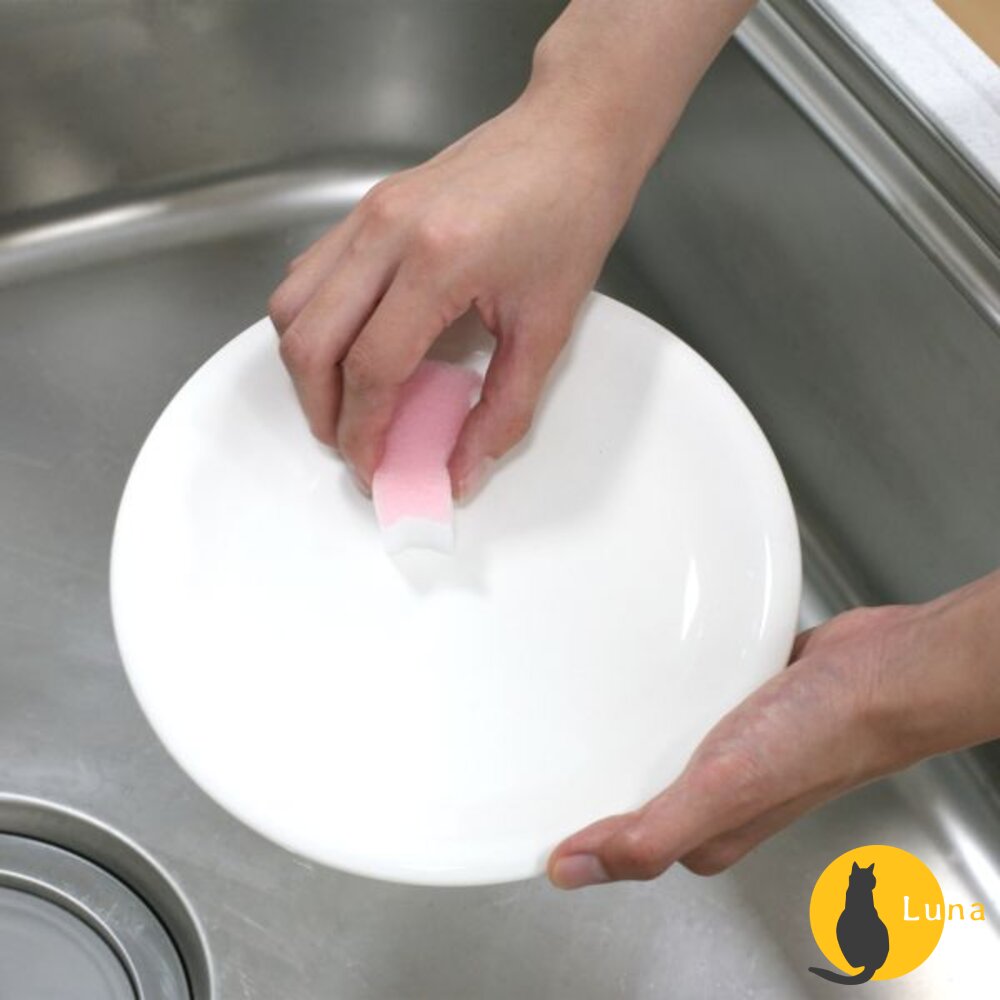 WAKO ピカ王 ASSO 貓咪造型 雙面清潔 海綿 菜瓜布 碗盤 廚房 洗碗-圖片-3