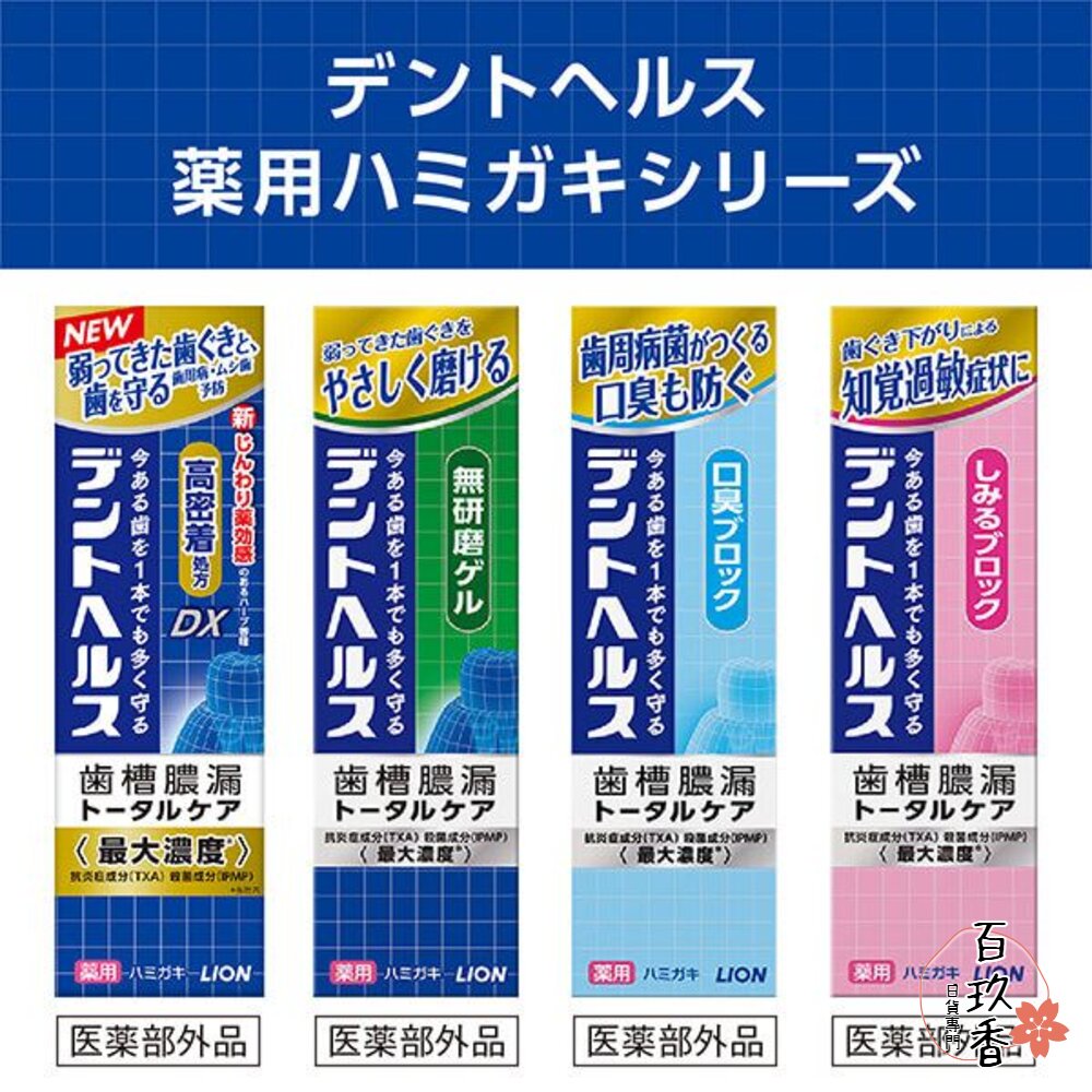 日本境內 Lion 獅王 Dent Health 專業牙周護理 牙膏 無研磨 凝膠 口臭 歯槽膿漏 封面照片