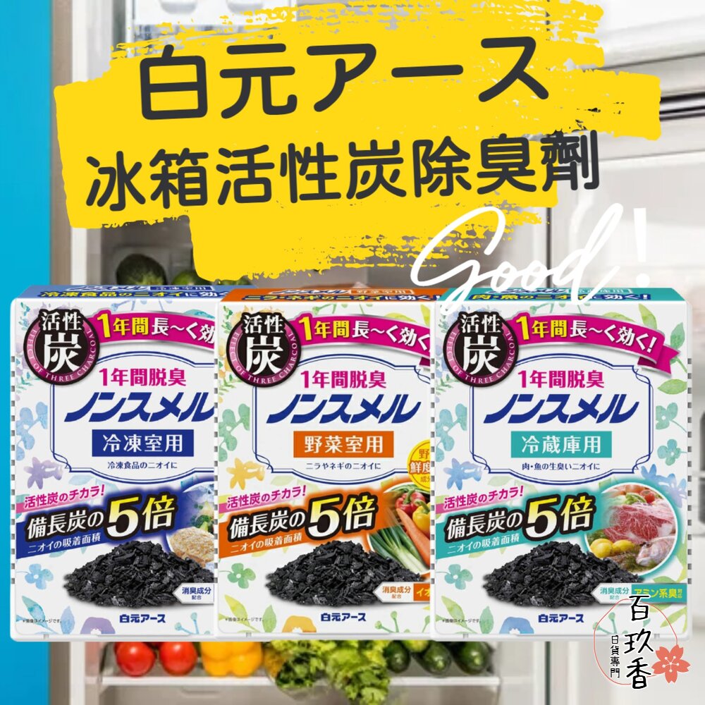日本 白元 冰箱 活性炭 除臭劑 冷藏室 冷凍室 蔬果室 消臭劑 消臭盒 脫臭劑 封面照片