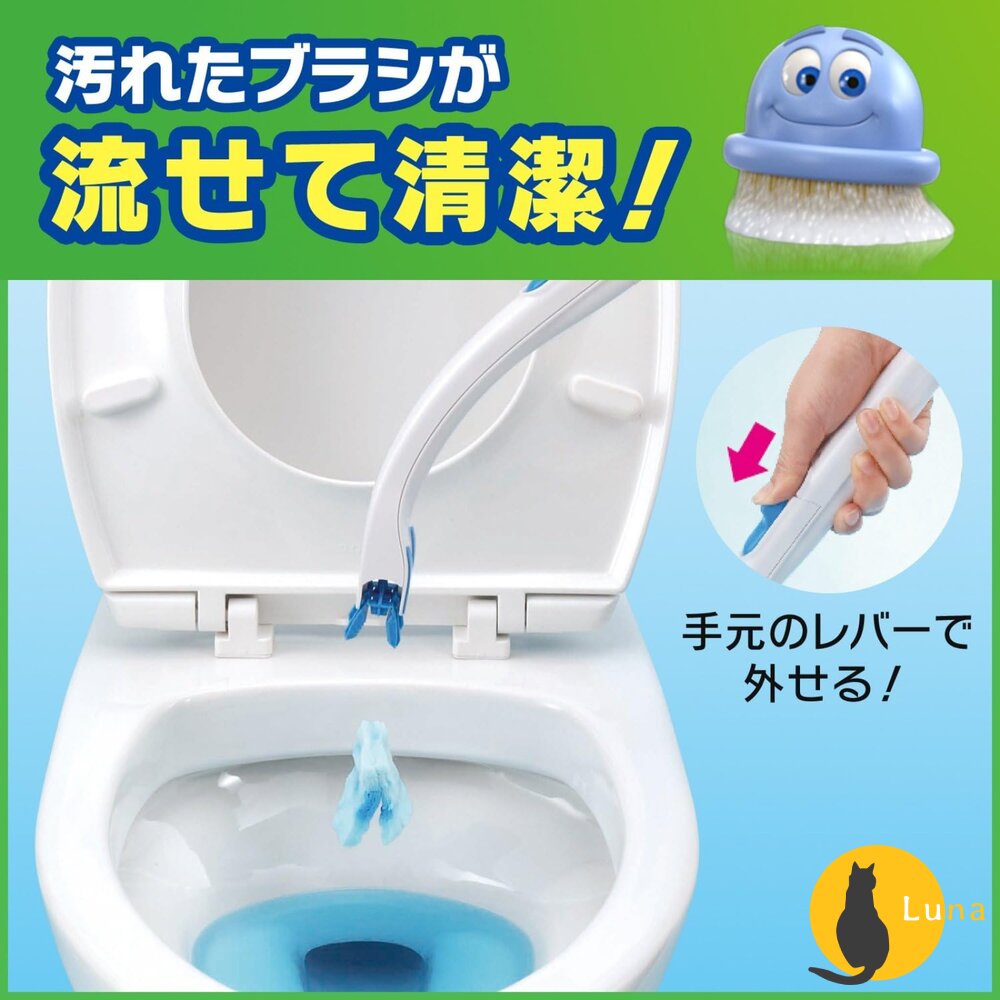 日本 Johnson 莊臣 水溶性 拋棄式 馬桶清潔刷 清潔劑 刷頭 替換裝 補充包-圖片-3