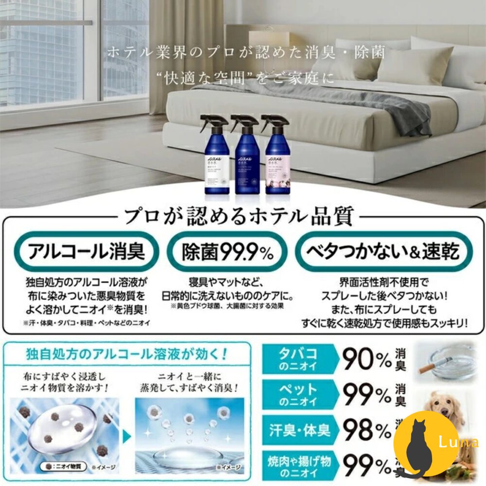 日本 白元 清水香 空間 衣物 芳香 消臭噴霧 飯店愛用 無表面活性劑 芳香噴霧 去皺-圖片-6