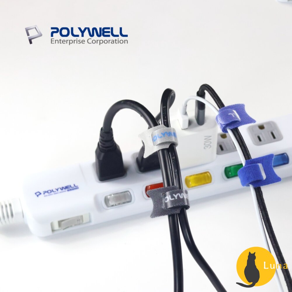 POLYWELL 萬用 自黏 束線帶 針形 貓形 整理 充電線 傳輸線 多種顏色 隨身攜帶 魔鬼氈-圖片-9