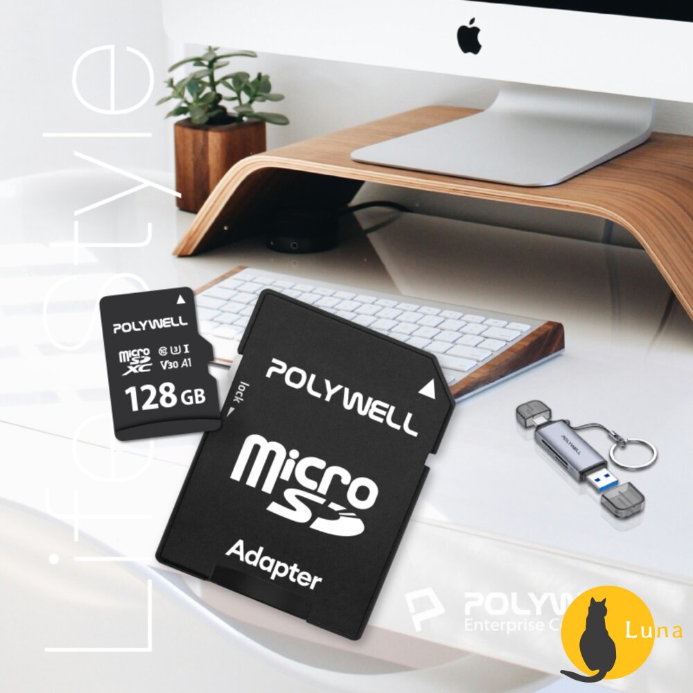 POLYWELL microSD 記憶卡 TF卡 128G 64G C10 UHS-I U3 附轉卡 寶利威爾-圖片-9