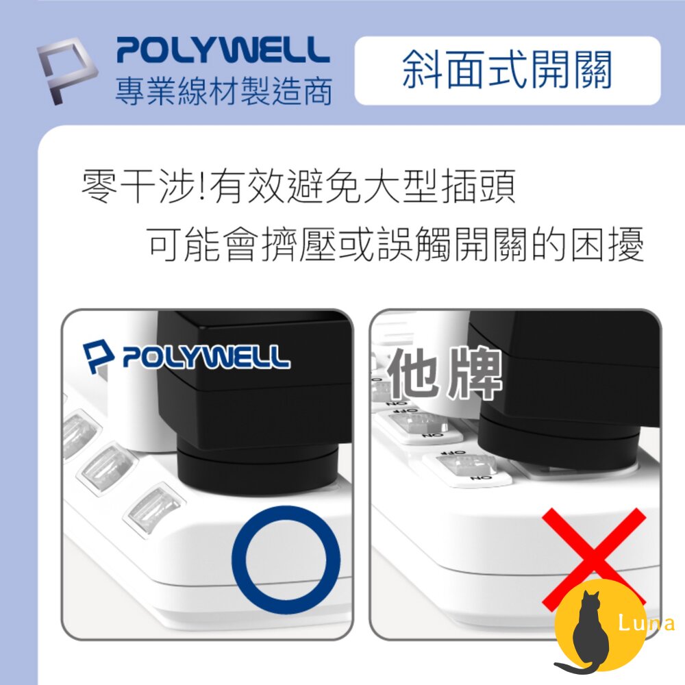 POLYWELL 電源延長線 3插 4插 6插 插座 延長線 台灣製造MIT 過載保護 自動斷電 寶利威爾-圖片-4