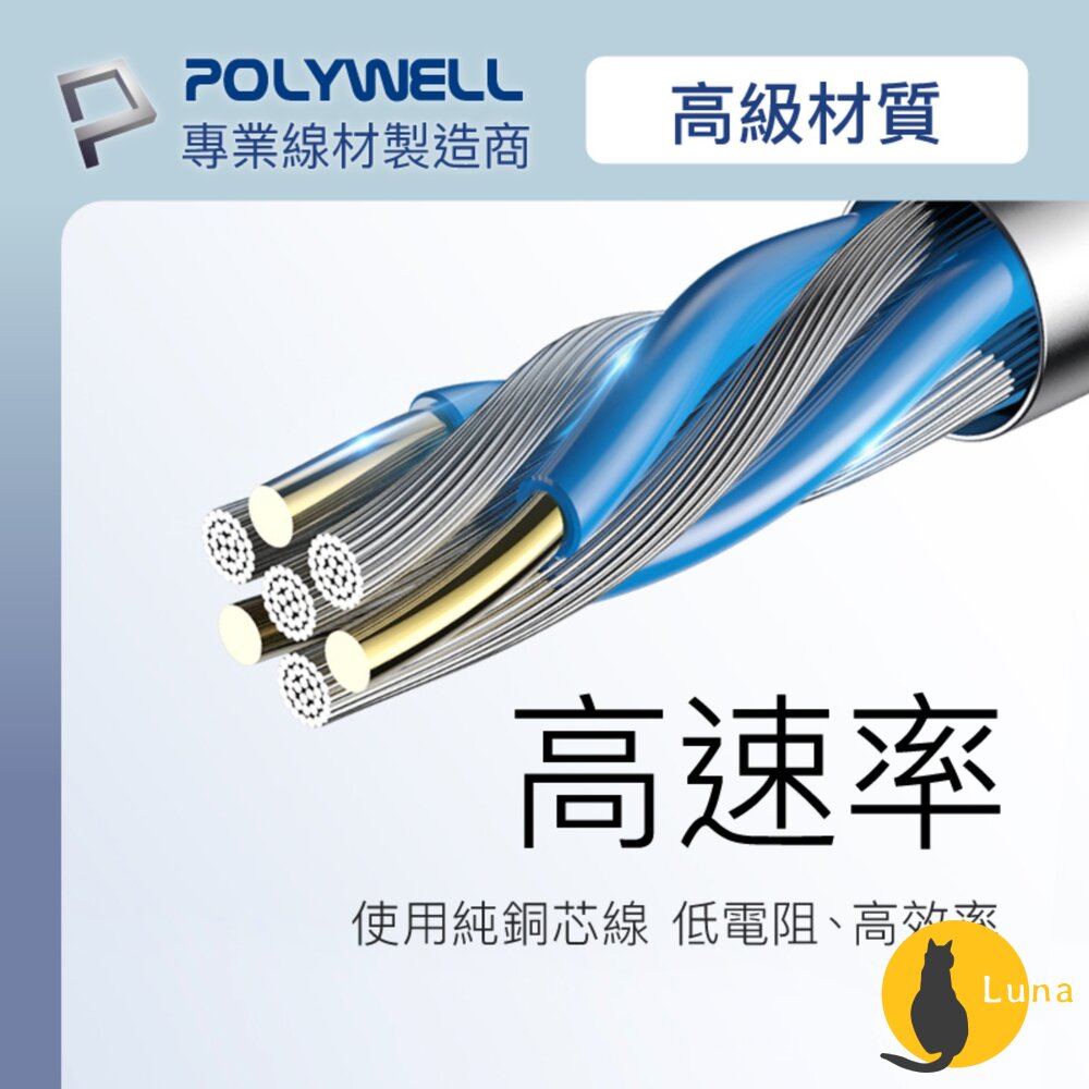 POLYWELL 四合一 PD編織 快充線 充電線 USB-A+USB-C+Lightning 寶利威爾-圖片-9