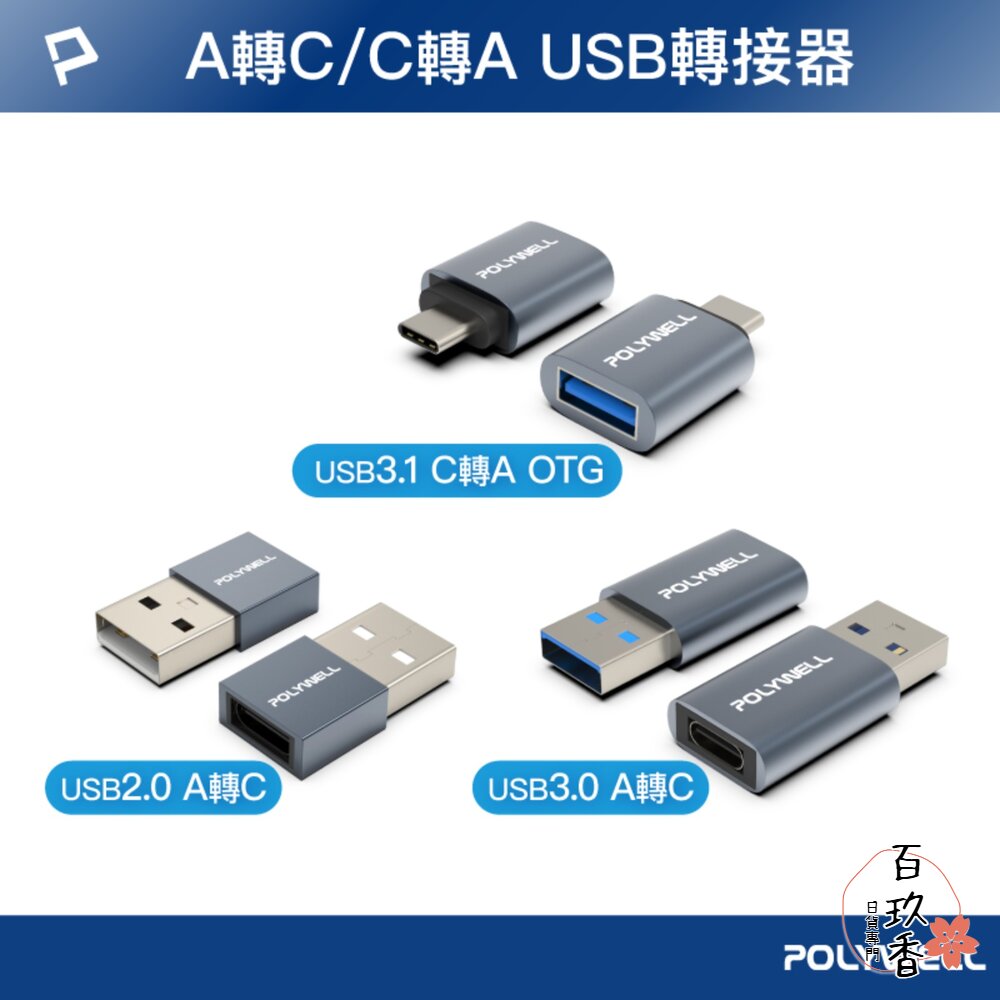 POLYWELL Type-A To Type-C 轉接器 轉換器 轉接頭 適用蘋果  寶利威爾 封面照片