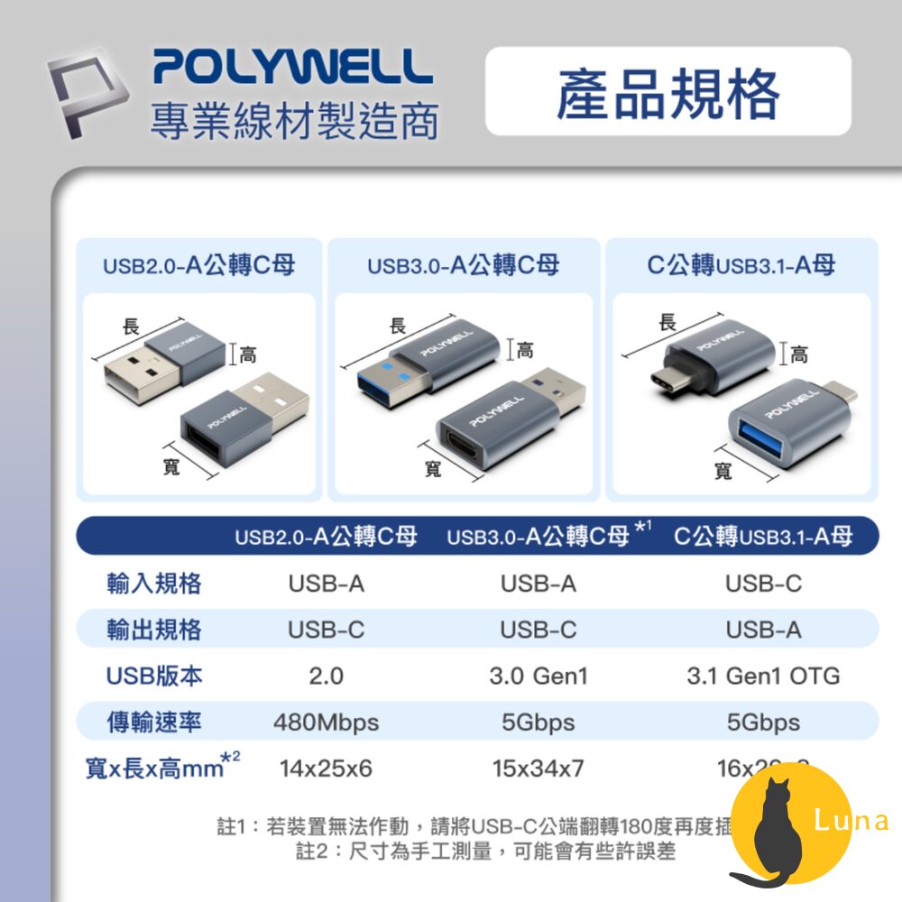 POLYWELL Type-A To Type-C 轉接器 轉換器 轉接頭 適用蘋果 寶利威爾-圖片-8
