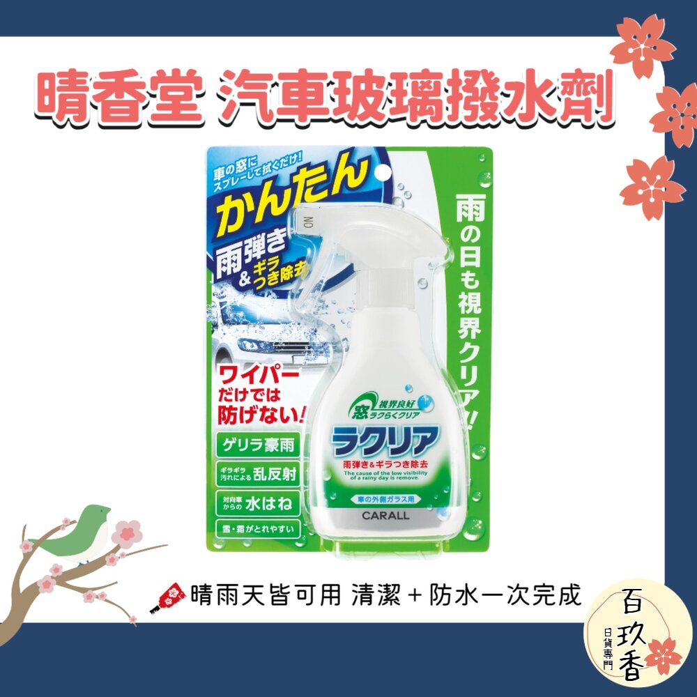日本 晴香堂 RAKURIA 玻璃撥水劑 潑雨劑 250ml｜汽車玻璃防雨 防水 撥水鍍膜 前擋玻璃 雨天行車 封面照片