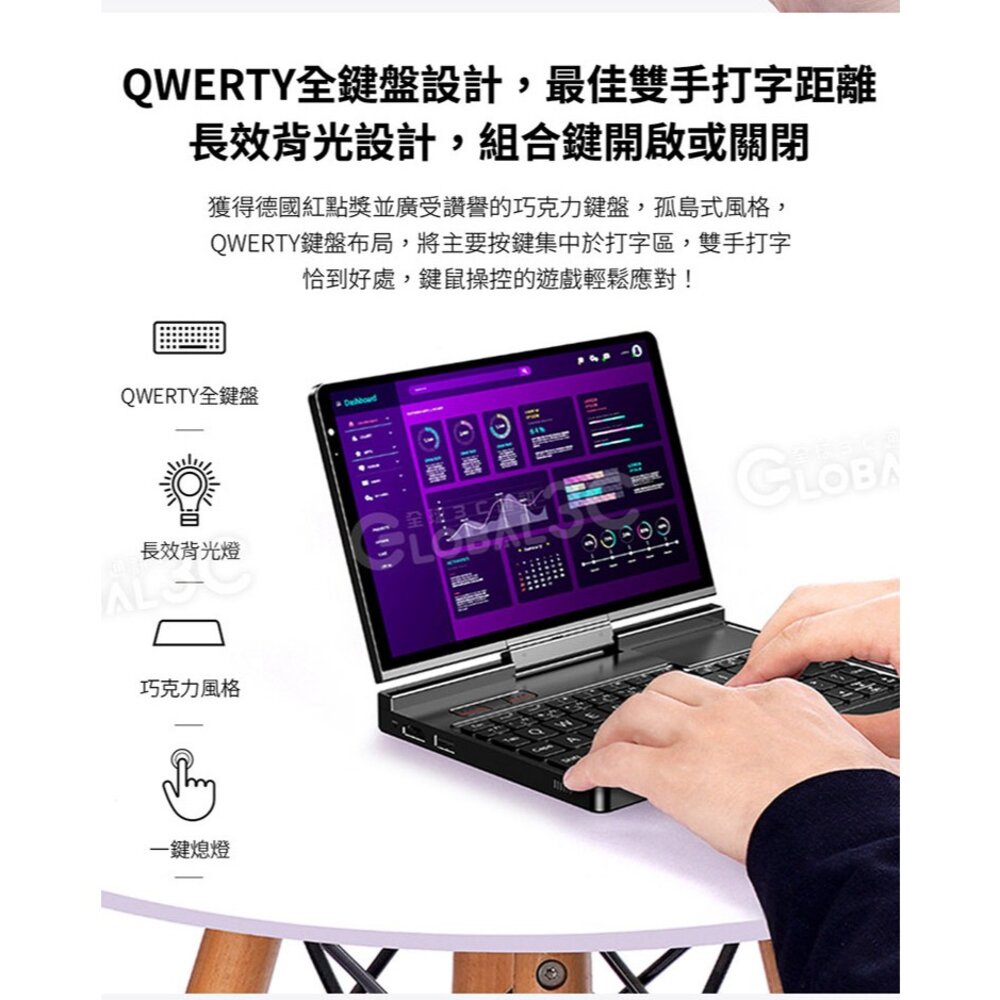 GPD Pocket 4 32+2TB AI筆電AMD Ryzen AI 9 HX370 旋轉螢幕8.8吋144Hz