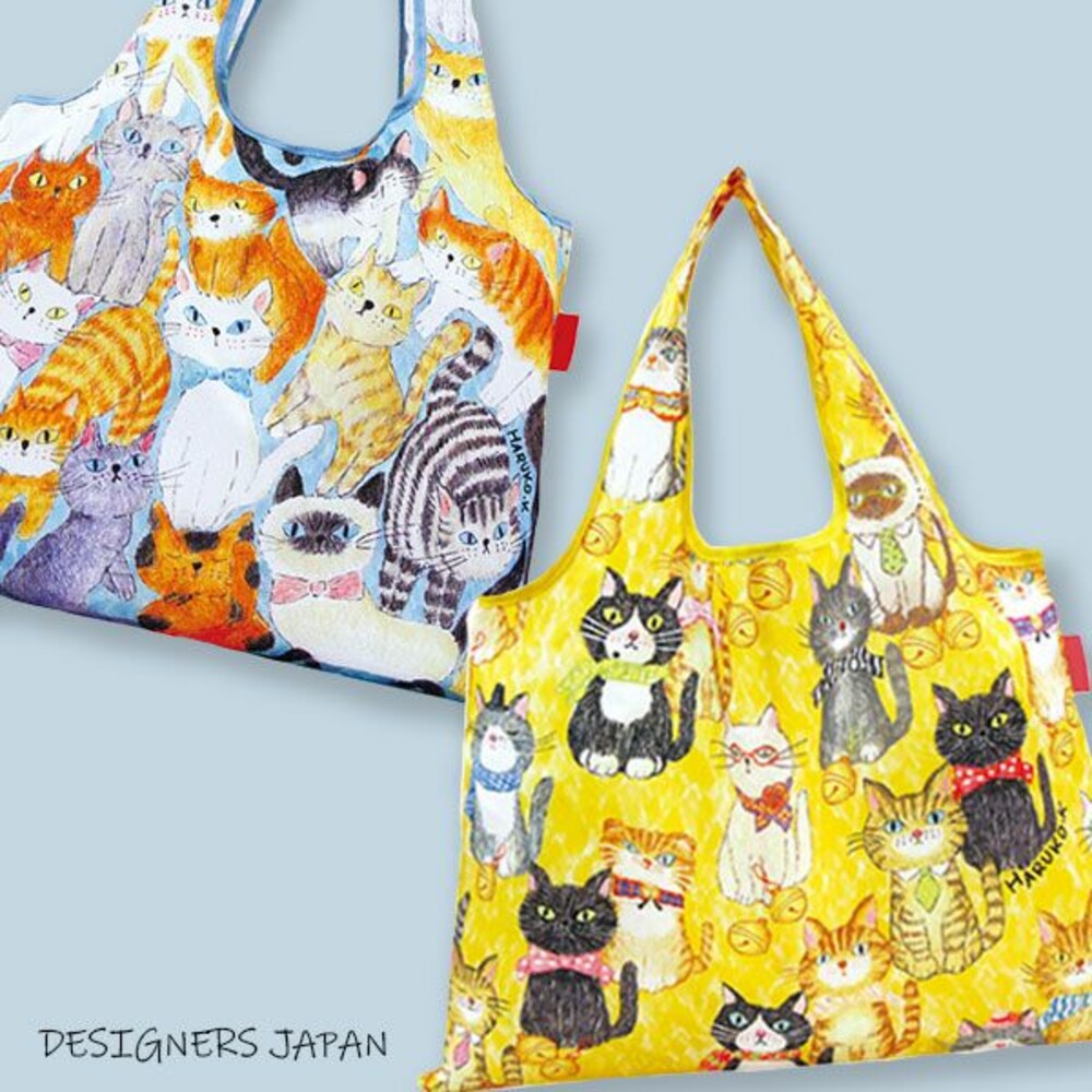 230418165024-日本 DESIGNERS JAPAN 聯名款 可摺疊購物袋 貓咪 貓奴 大容量 環保袋 便利袋 購物袋 野餐 露營