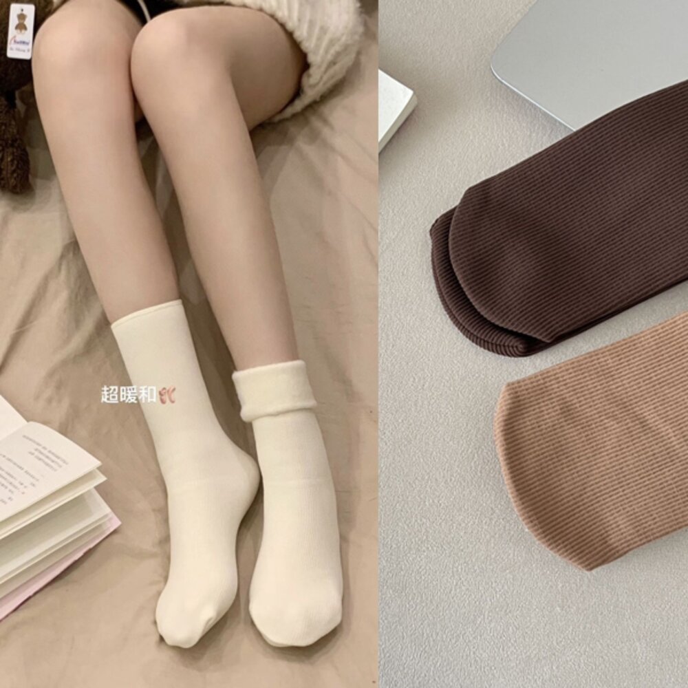 250225164145-#現貨#柔暖素面雪地襪子(3雙組) #加絨加厚