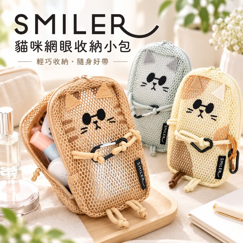 261006132625-日本直送｜預購｜日本 SMILER 貓咪網眼收納小包
