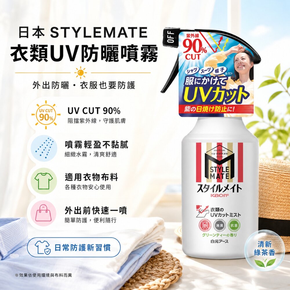 日本直送|現貨|白元STYLEMATE 衣物防曬抗菌噴霧-圖片-1