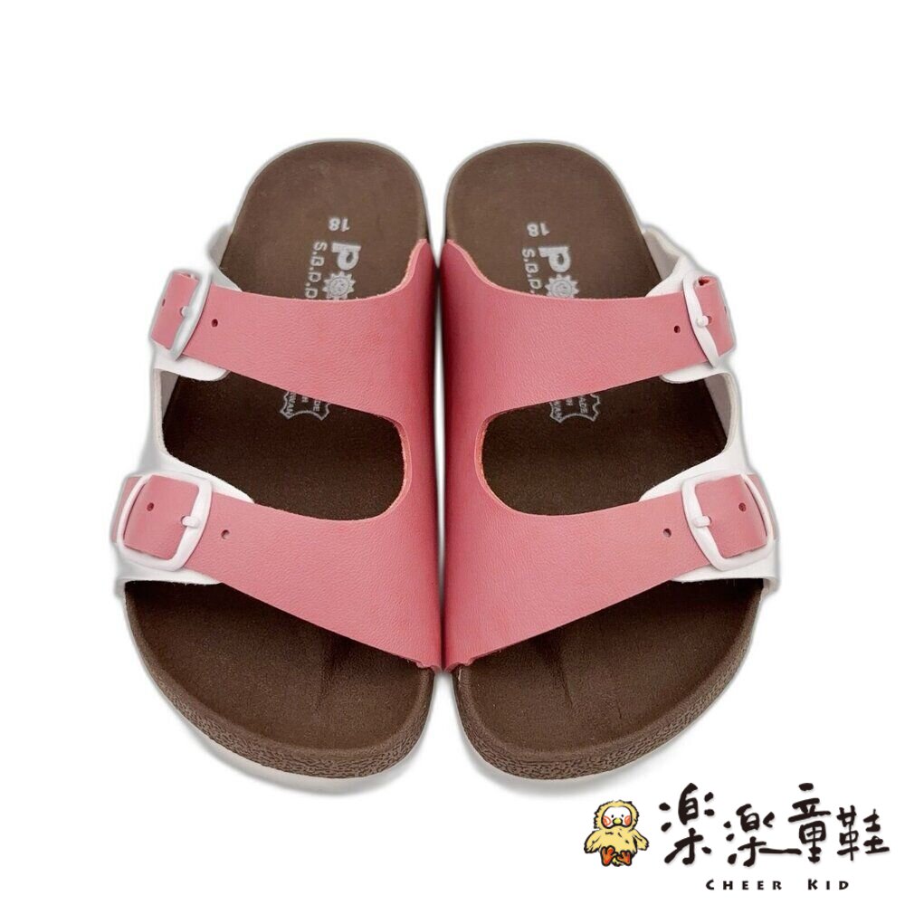 台灣製跳色小方扣拖鞋-粉