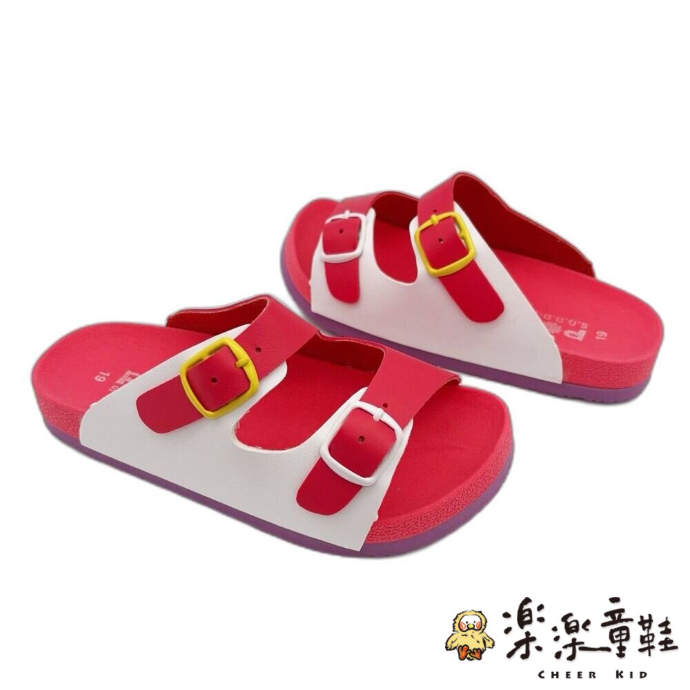 台灣製跳色小方扣拖鞋-桃色-圖片-4