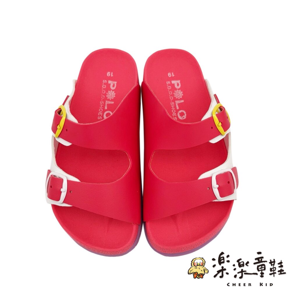 C007-2-台灣製跳色小方扣拖鞋-桃色