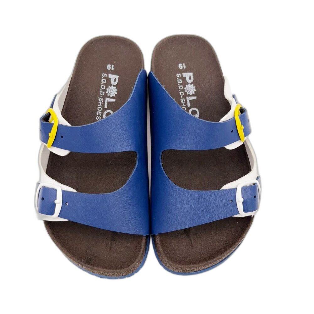 C007-3-台灣製跳色小方扣拖鞋-藍色