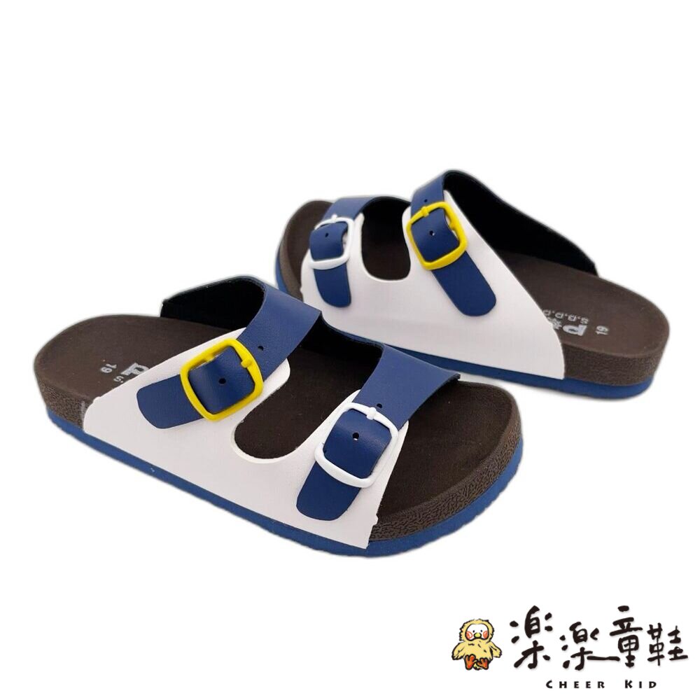 台灣製跳色小方扣拖鞋-藍色-圖片-4