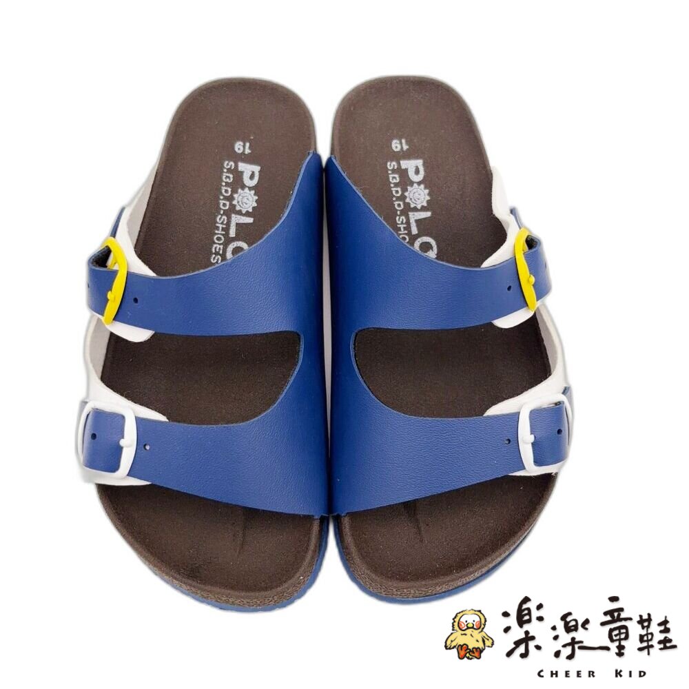 C007-3-台灣製跳色小方扣拖鞋-藍色