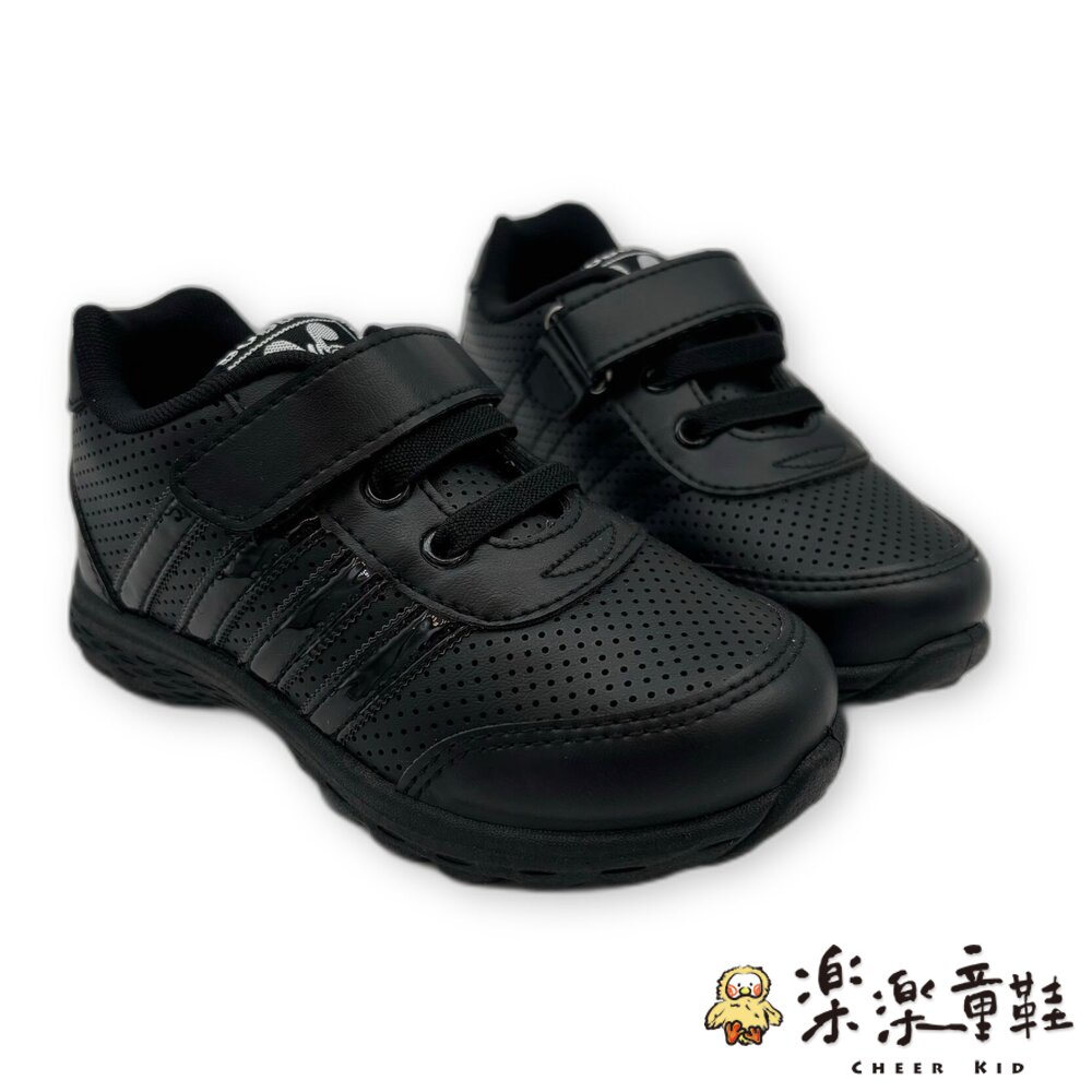 台灣製親子款皮面透氣休閒鞋-黑