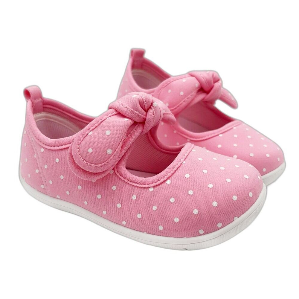 C021-1-台灣製點點蝴蝶結娃娃鞋-粉