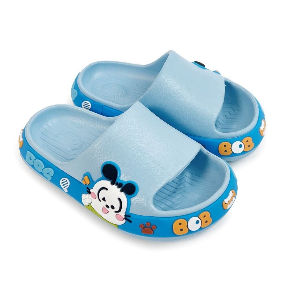 C115-1-巴布豆圖案拖鞋-藍色