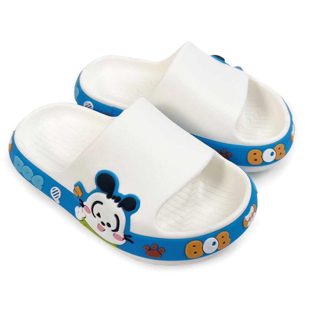 C115-2-巴布豆圖案拖鞋-白色