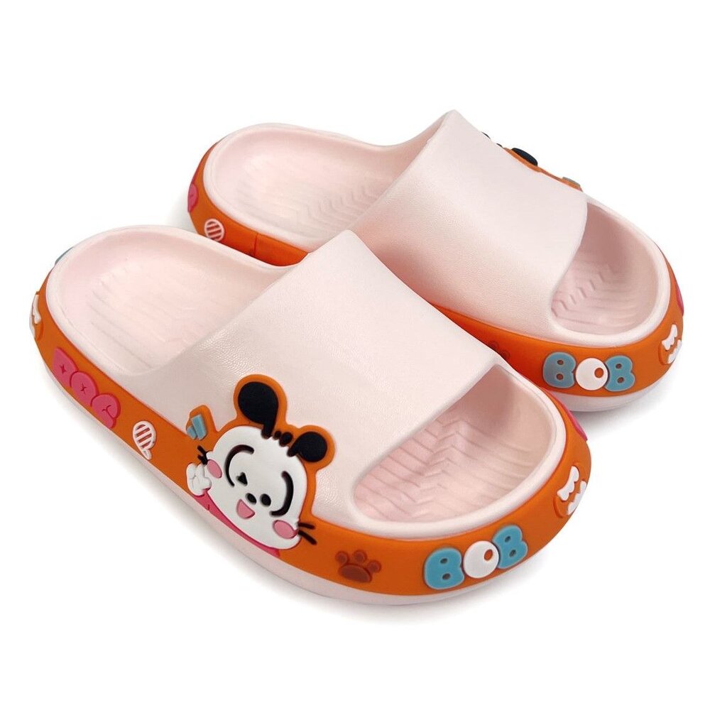 C115-【斷碼出清特價不退換!!】巴布豆圖案拖鞋-粉色