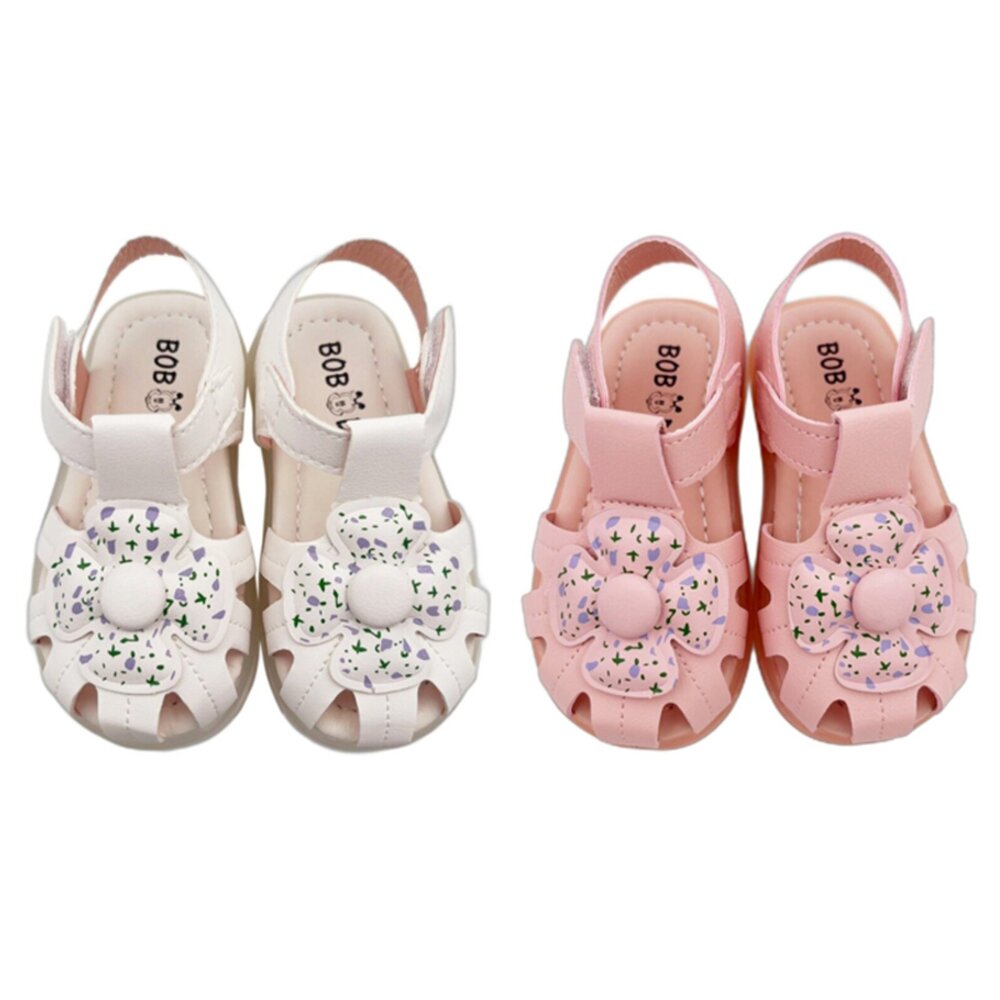 C153-1-女童小花花電燈涼鞋