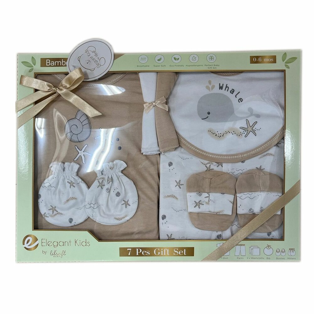 E009-美國Elegant kids七件組彌月禮盒-奶茶色