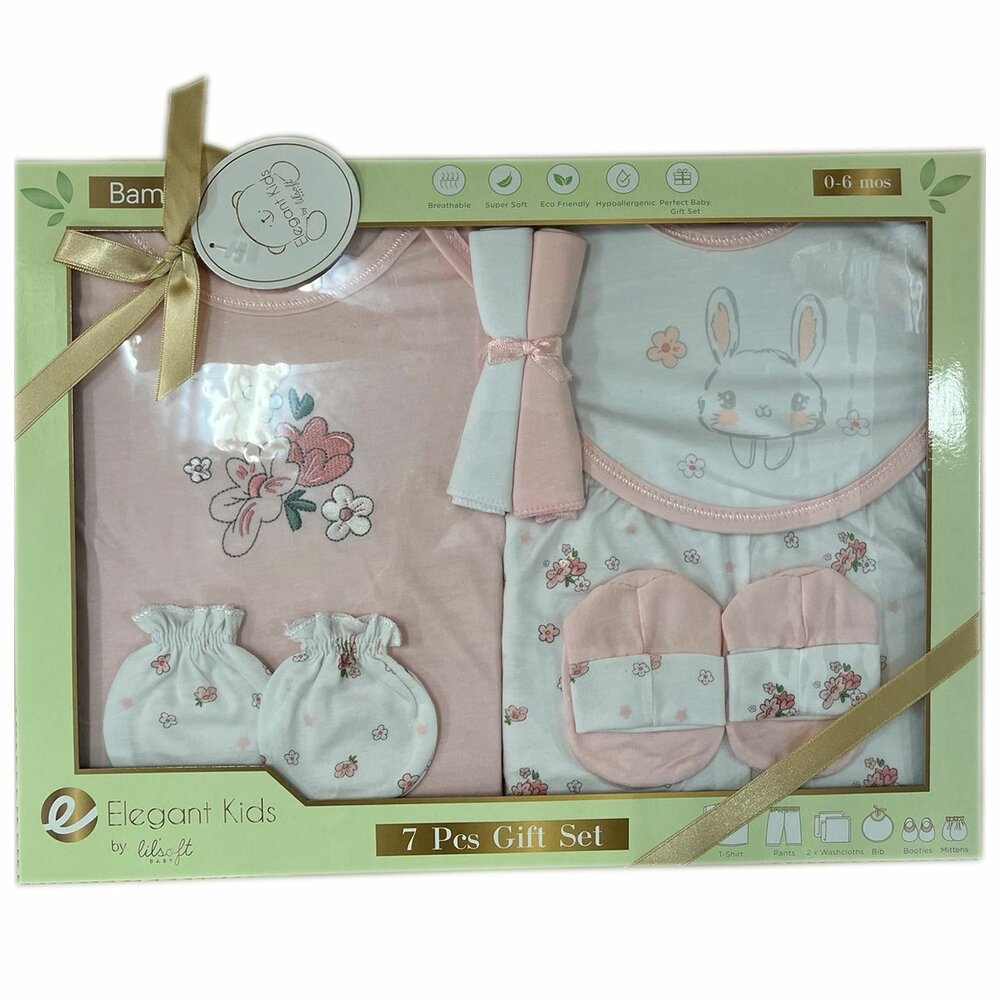 E010-美國Elegant kids七件組彌月禮盒-粉色