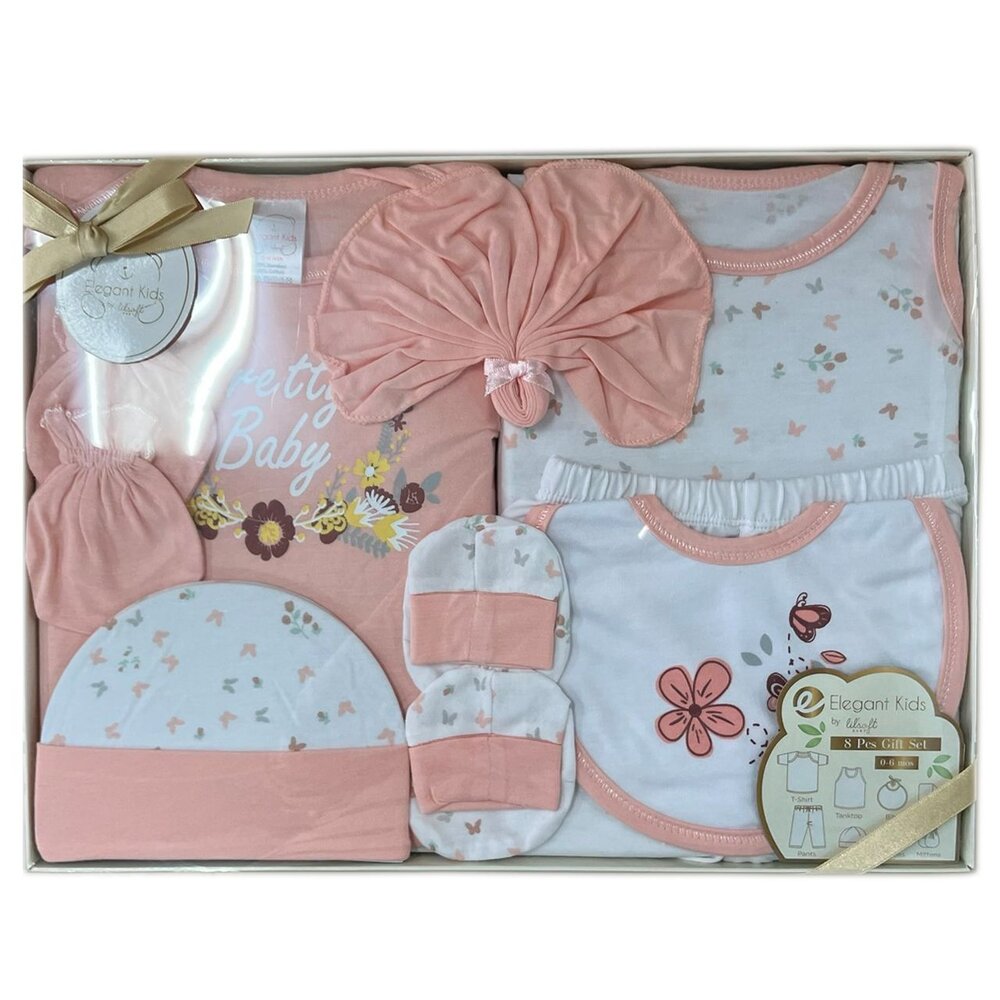 E012-美國Elegant kids八件組彌月禮盒-粉色