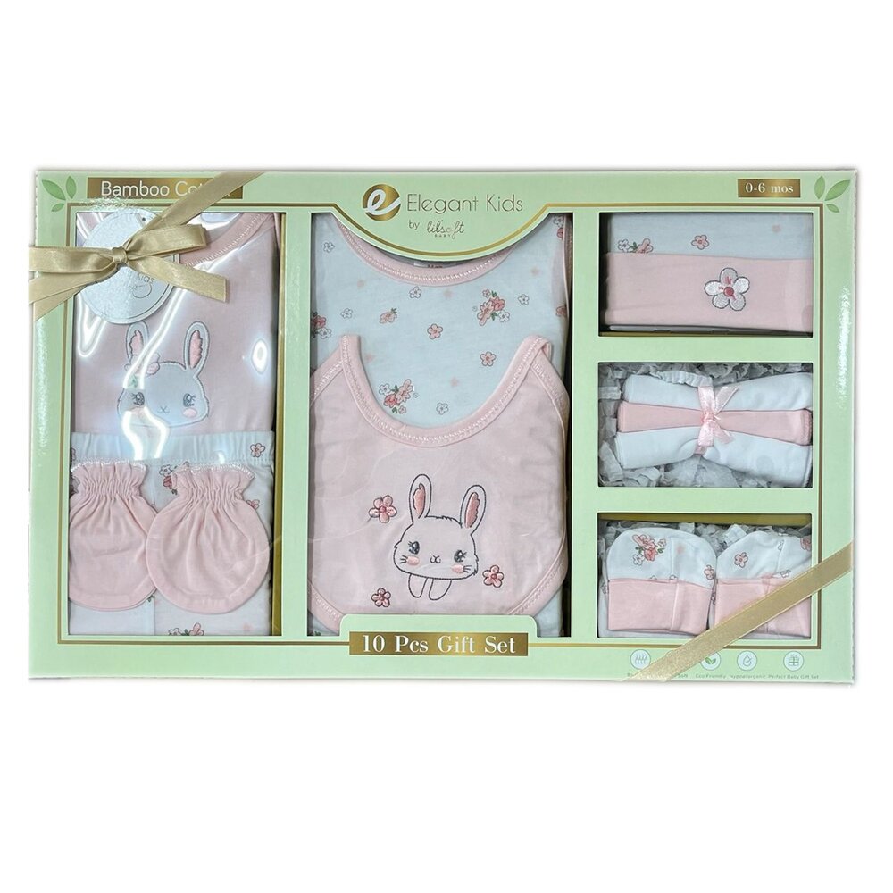 E014-美國Elegant kids十件組彌月禮盒-粉色