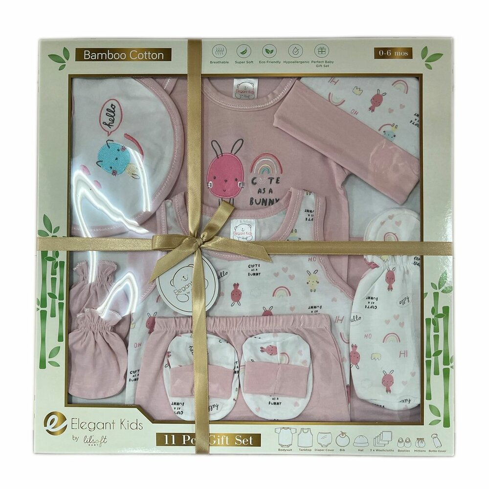 E016-美國Elegant kids十一件組彌月禮盒-粉色