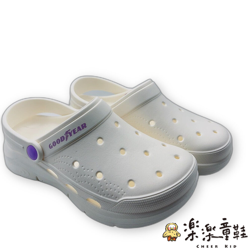 台灣製GOODYEAR兒童洞洞鞋-白色 封面照片