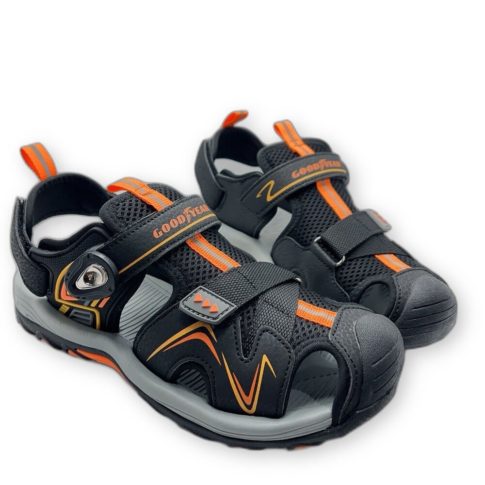 G067-2-【斷碼出清不退不換】固特異男大童護趾涼鞋