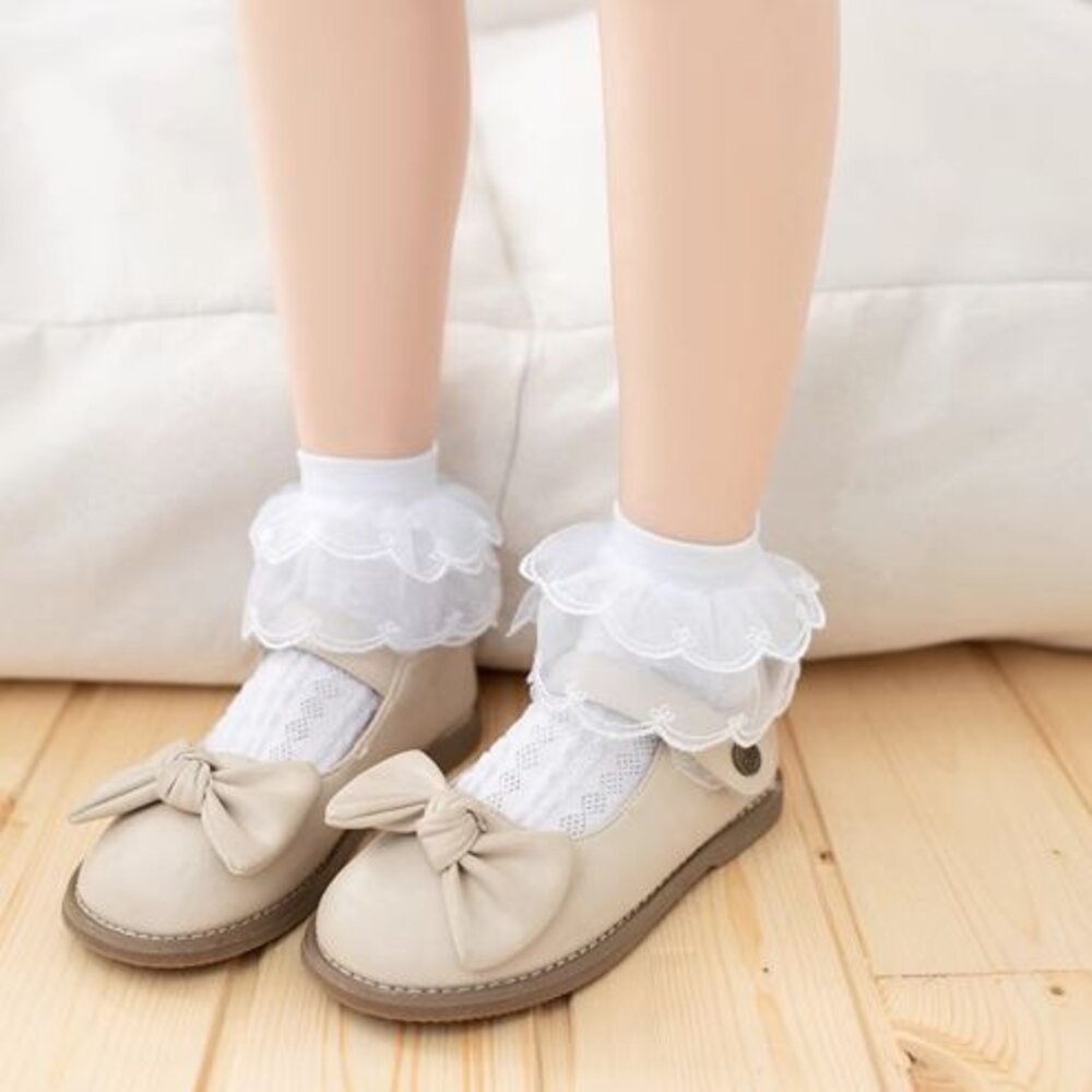 H027-女童蕾絲雙層花邊襪