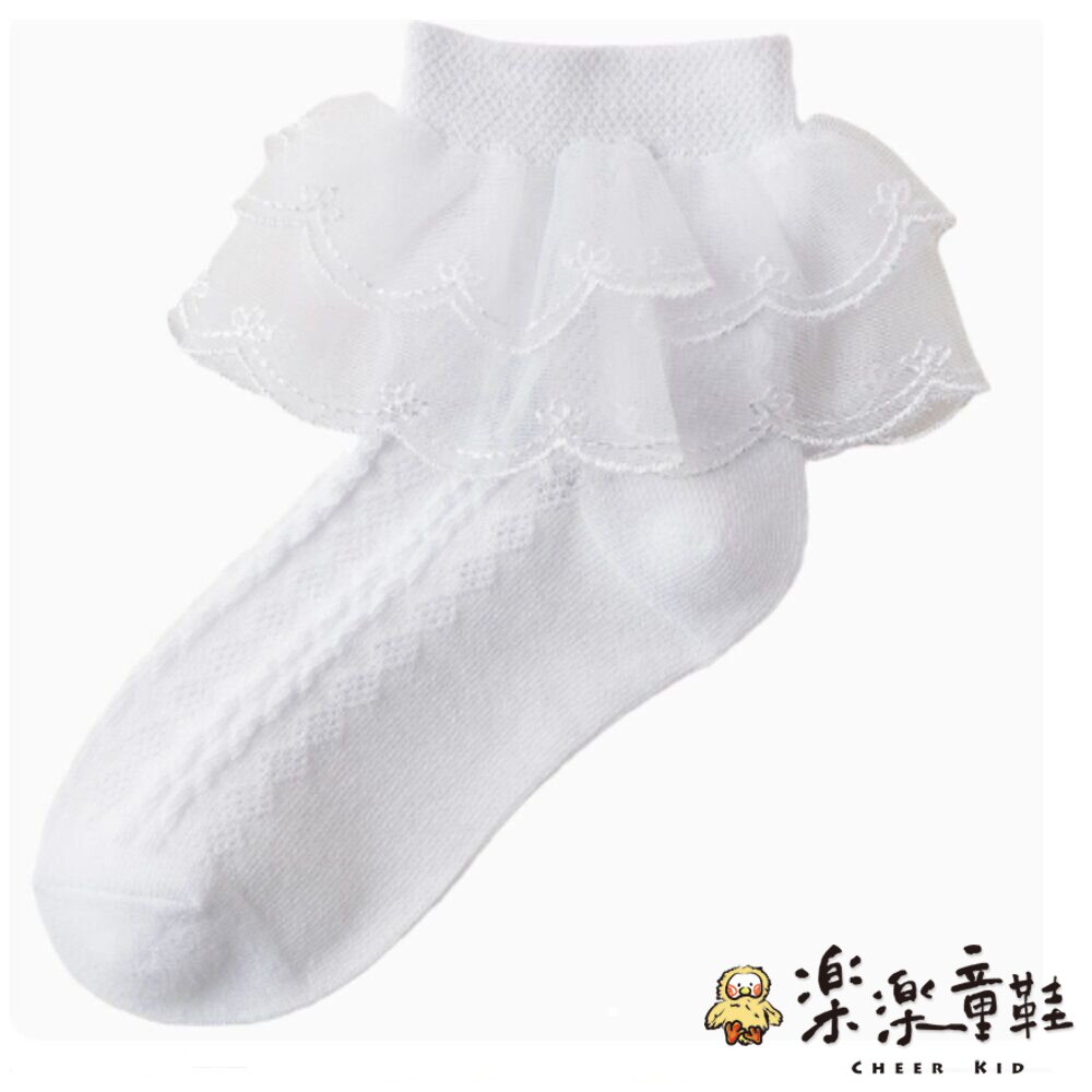 女童蕾絲雙層花邊襪-圖片-1