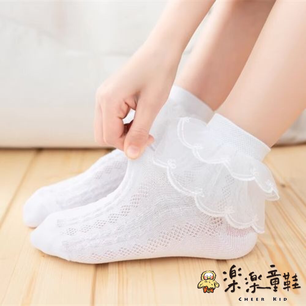 女童蕾絲雙層花邊襪-圖片-2