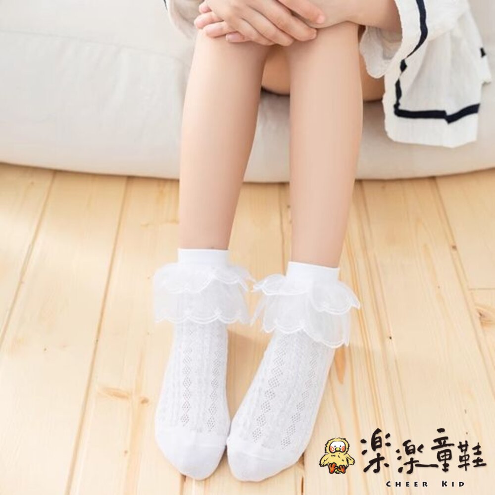 女童蕾絲雙層花邊襪-圖片-3