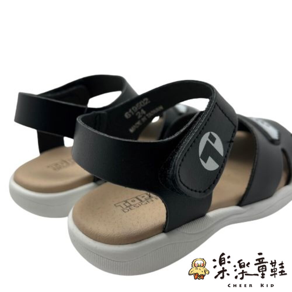 【斷碼出清不退不換】台灣製眼鏡造型學步涼鞋-黑色-圖片-2