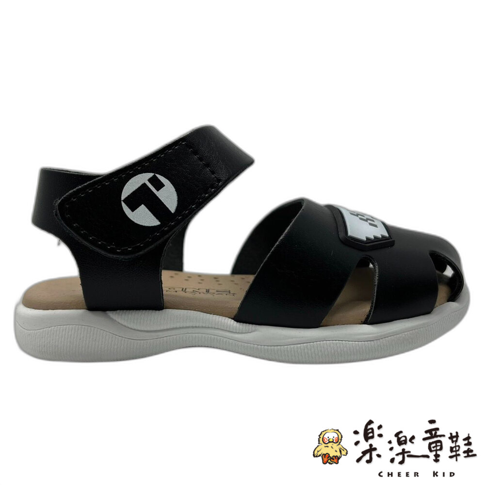 【斷碼出清不退不換】台灣製眼鏡造型學步涼鞋-黑色-圖片-4